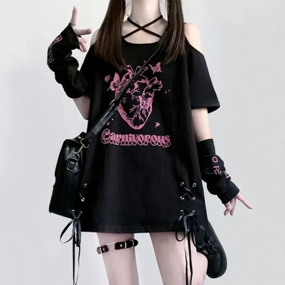 Off Shoulder Bow T-Shirt