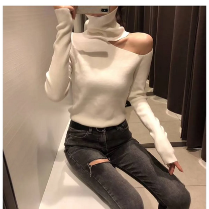 Off Shoulder Knitted Sweater
