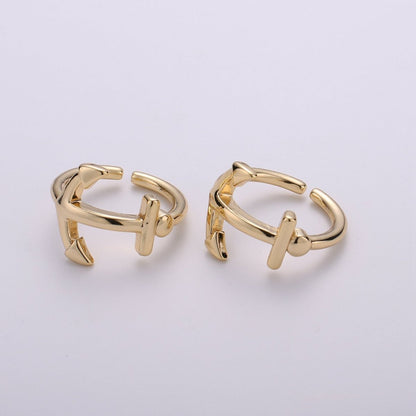 Sideways Anchor Ring in Gold or Antique Gold - Sideways Anchor Ring - Horizontal Anchor Ring - Adjustable Ring R-019 R-020