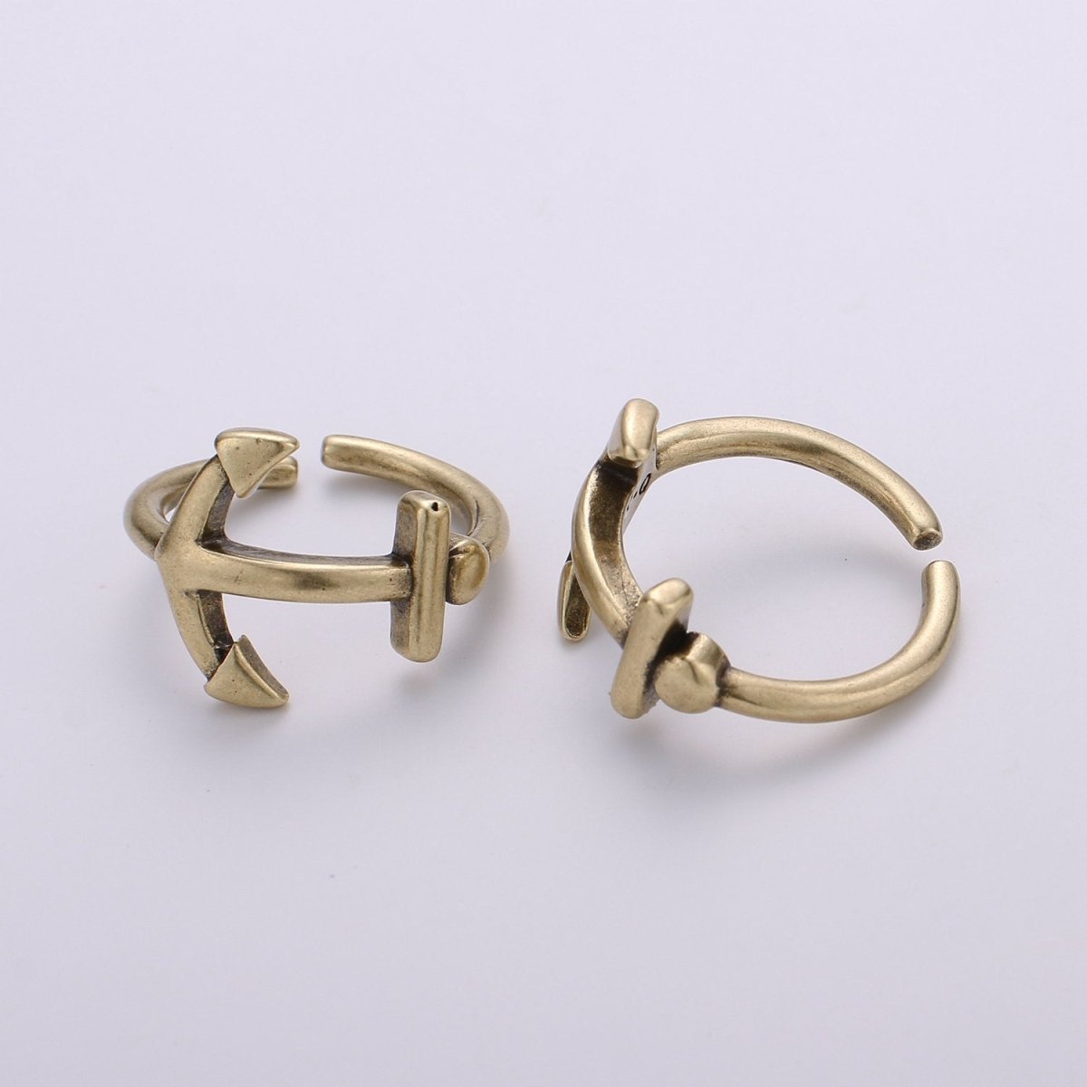Sideways Anchor Ring in Gold or Antique Gold - Sideways Anchor Ring - Horizontal Anchor Ring - Adjustable Ring R-019 R-020