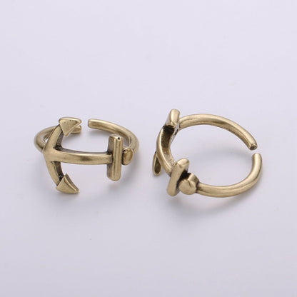 Sideways Anchor Ring in Gold or Antique Gold - Sideways Anchor Ring - Horizontal Anchor Ring - Adjustable Ring R-019 R-020