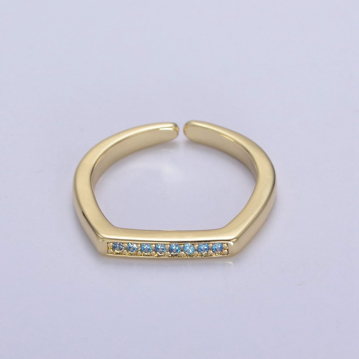 Signet Ring, Bar Ring, Stacking Ring, Minimalist Jewelry Gold Signet Ring, CZ Geometric Ring U-506 ~ U-508