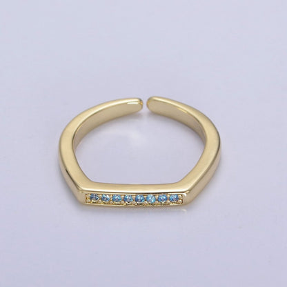 Signet Ring, Bar Ring, Stacking Ring, Minimalist Jewelry Gold Signet Ring, CZ Geometric Ring U-506 ~ U-508