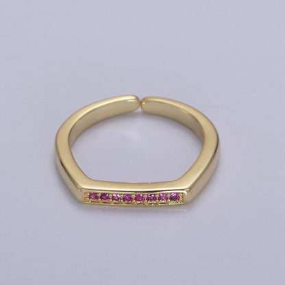 Signet Ring, Bar Ring, Stacking Ring, Minimalist Jewelry Gold Signet Ring, CZ Geometric Ring U-506 ~ U-508