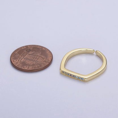 Signet Ring, Bar Ring, Stacking Ring, Minimalist Jewelry Gold Signet Ring, CZ Geometric Ring U-506 ~ U-508