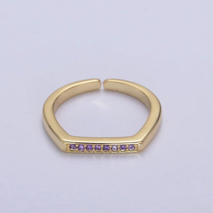Signet Ring, Bar Ring, Stacking Ring, Minimalist Jewelry Gold Signet Ring, CZ Geometric Ring U-506 ~ U-508