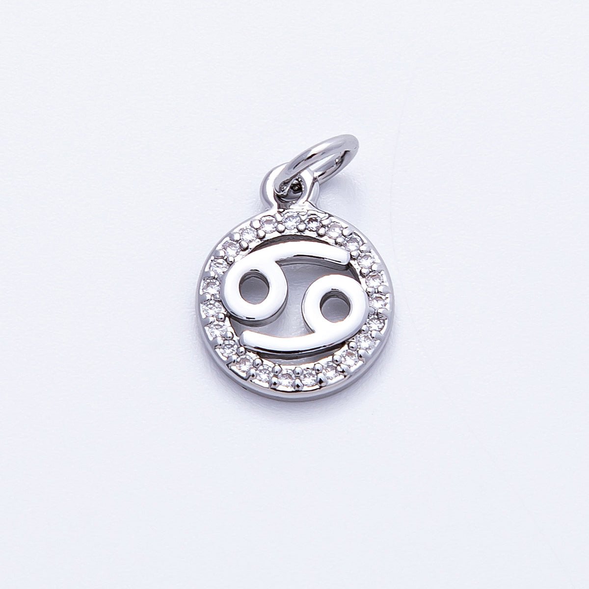 Silver 13.5mm Micro Paved CZ Personalized Zodiac Sign Charm | Charms-00235 ~ Charms-00246