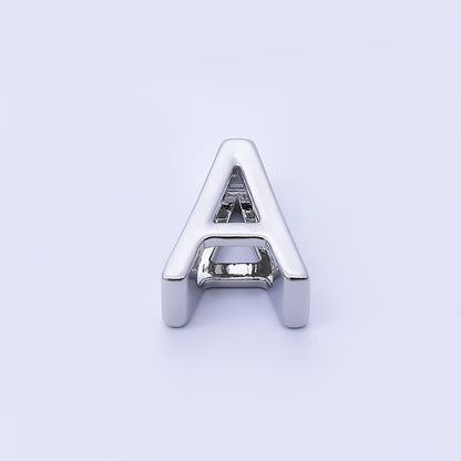 Silver 13mm Personalized Minimalist Initial Letter Alphabet Bead | AF144 - AF156