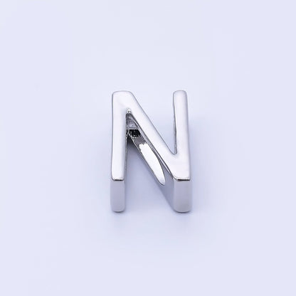 Silver 13mm Personalized Minimalist Initial Letter Alphabet Bead | AF144 - AF156