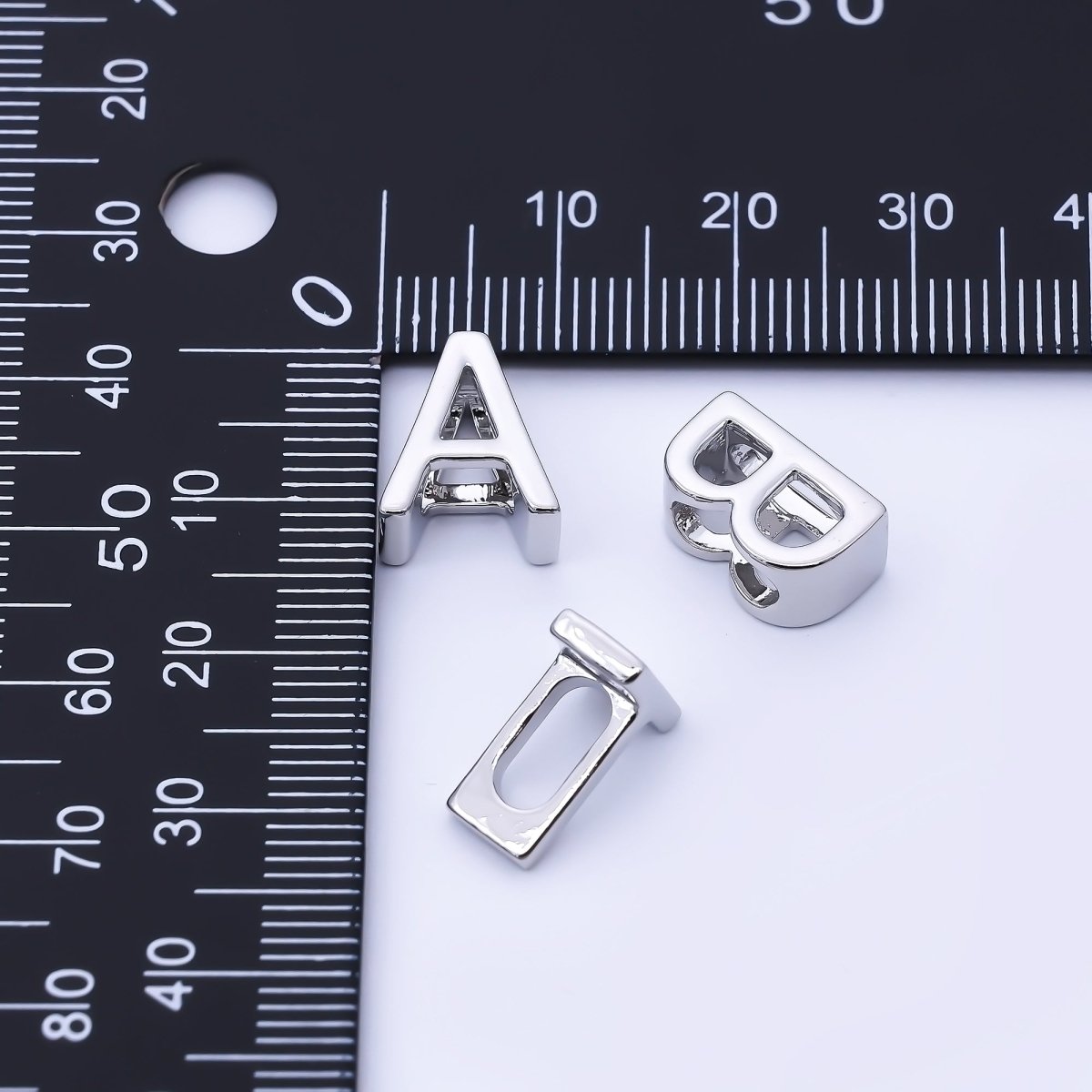 Silver 13mm Personalized Minimalist Initial Letter Alphabet Bead | AF144 - AF156