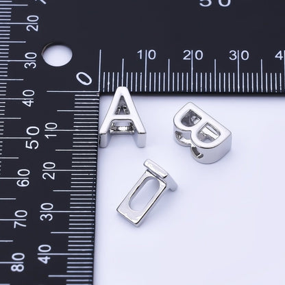 Silver 13mm Personalized Minimalist Initial Letter Alphabet Bead | AF144 - AF156