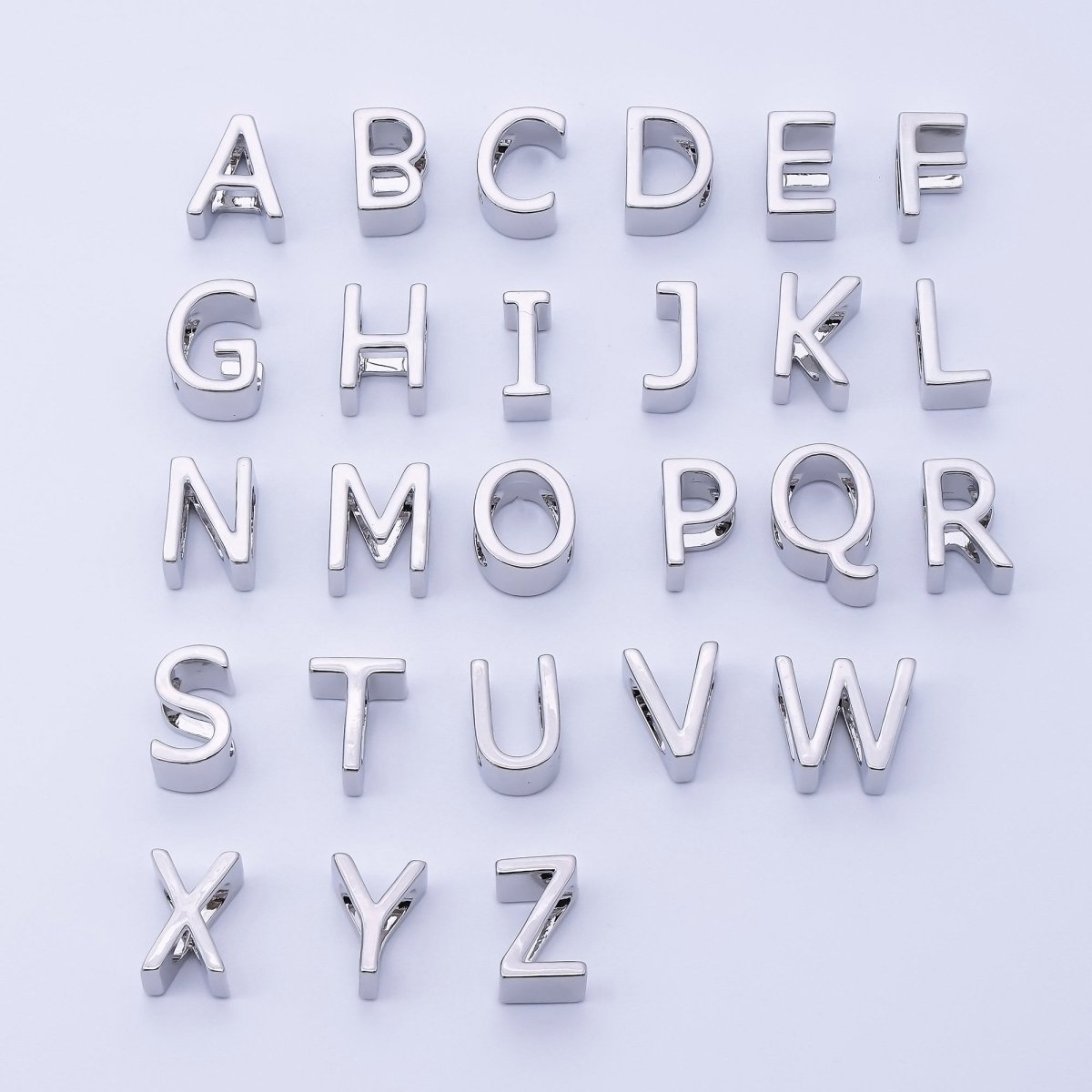 Silver 13mm Personalized Minimalist Initial Letter Alphabet Bead | AF144 - AF156