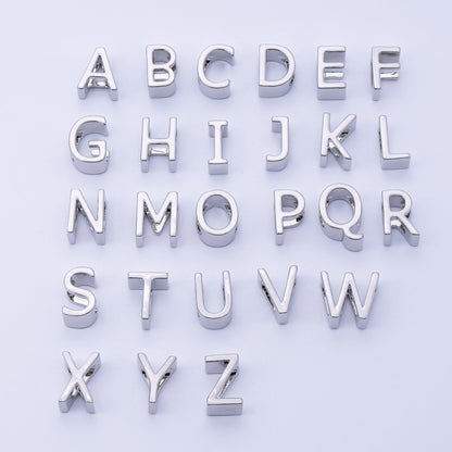 Silver 13mm Personalized Minimalist Initial Letter Alphabet Bead | AF144 - AF156