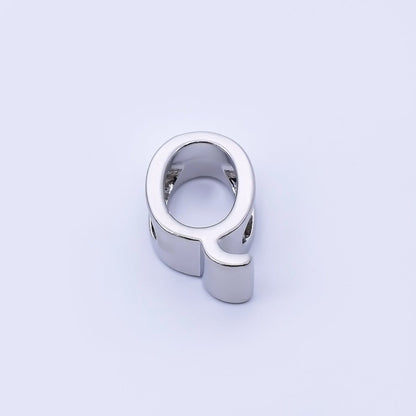 Silver 13mm Personalized Minimalist Initial Letter Alphabet Bead | AF144 - AF156