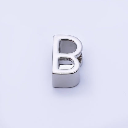 Silver 13mm Personalized Minimalist Initial Letter Alphabet Bead | AF144 - AF156