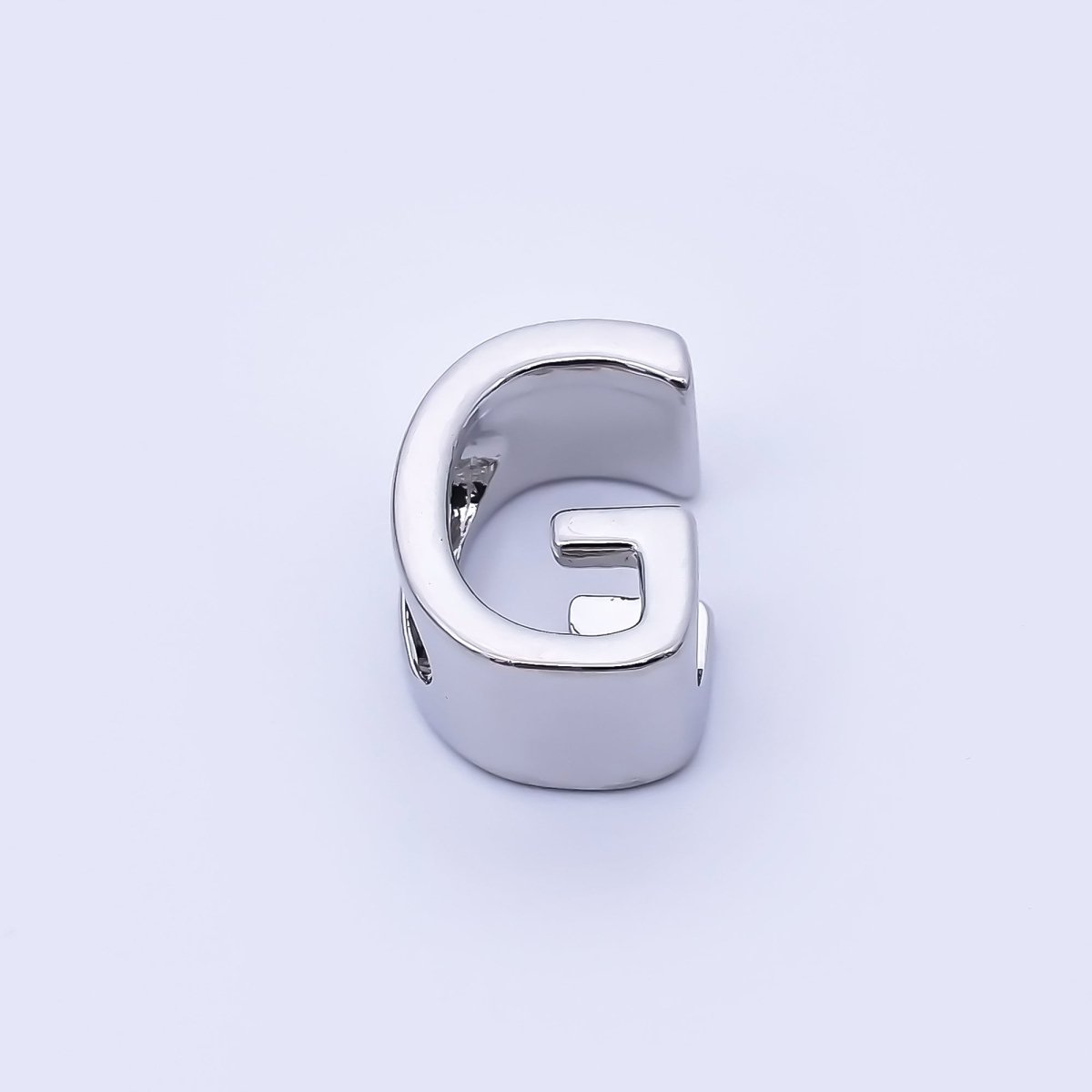 Silver 13mm Personalized Minimalist Initial Letter Alphabet Bead | AF144 - AF156
