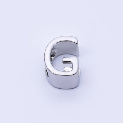Silver 13mm Personalized Minimalist Initial Letter Alphabet Bead | AF144 - AF156