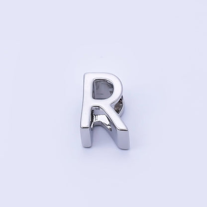Silver 13mm Personalized Minimalist Initial Letter Alphabet Bead | AF144 - AF156