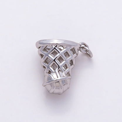 Silver 14mm Basketball Slam Dunk 3D Multidimensional Sports Charm | Charms-00812