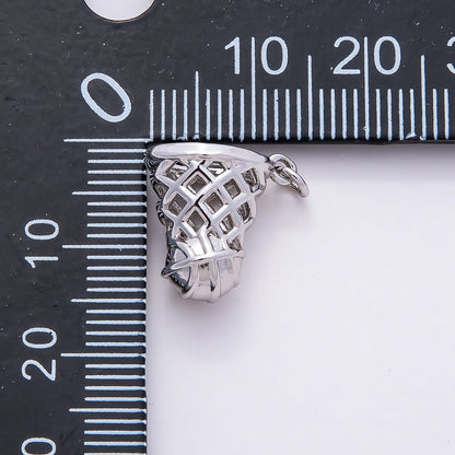 Silver 14mm Basketball Slam Dunk 3D Multidimensional Sports Charm | Charms-00812