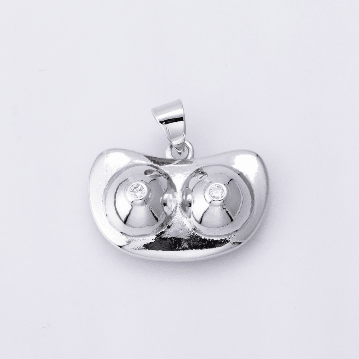 Silver 14mm Pink CZ Body Positive Breast Cancer Awareness Pendant | I-00394