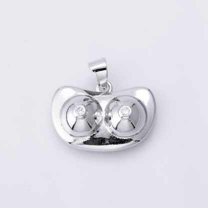 Silver 14mm Pink CZ Body Positive Breast Cancer Awareness Pendant | I-00394