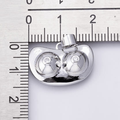 Silver 14mm Pink CZ Body Positive Breast Cancer Awareness Pendant | I-00394