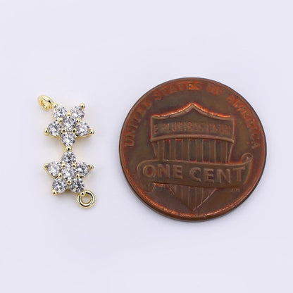 Silver 15mm Micro Paved CZ Double Twin-Star Celestial Connector | Y-055