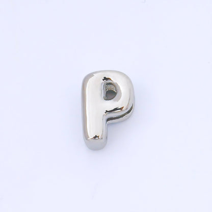 Monogram Silver 15mm Personalized Chubby Bubble Initial Letter Alphabet Bead | AF092 - AF104