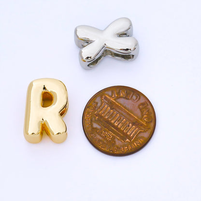 Monogram Silver 15mm Personalized Chubby Bubble Initial Letter Alphabet Bead | AF092 - AF104