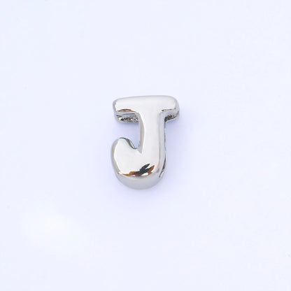 Monogram Silver 15mm Personalized Chubby Bubble Initial Letter Alphabet Bead | AF092 - AF104