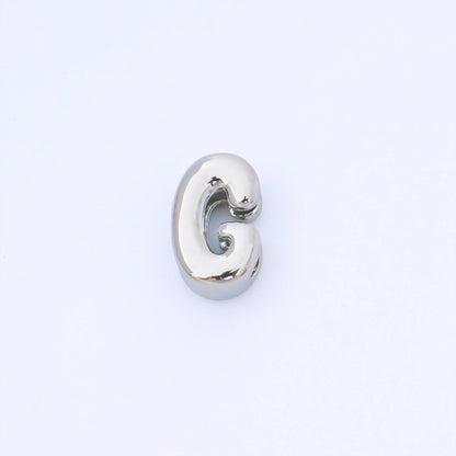 Monogram Silver 15mm Personalized Chubby Bubble Initial Letter Alphabet Bead | AF092 - AF104
