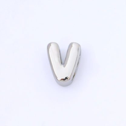 Monogram Silver 15mm Personalized Chubby Bubble Initial Letter Alphabet Bead | AF092 - AF104