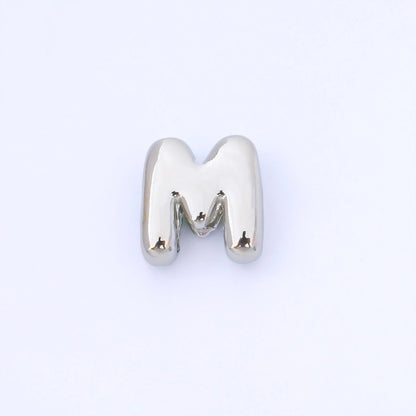 Monogram Silver 15mm Personalized Chubby Bubble Initial Letter Alphabet Bead | AF092 - AF104