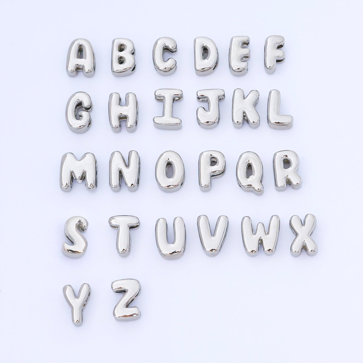 Monogram Silver 15mm Personalized Chubby Bubble Initial Letter Alphabet Bead | AF092 - AF104