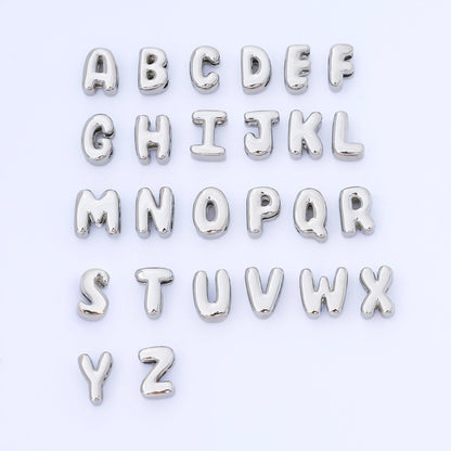 Monogram Silver 15mm Personalized Chubby Bubble Initial Letter Alphabet Bead | AF092 - AF104
