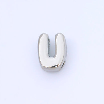 Monogram Silver 15mm Personalized Chubby Bubble Initial Letter Alphabet Bead | AF092 - AF104
