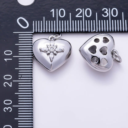 Silver 16mm Marquise CZ Cross Starburst Chubby Heart Charm | Charms-01520