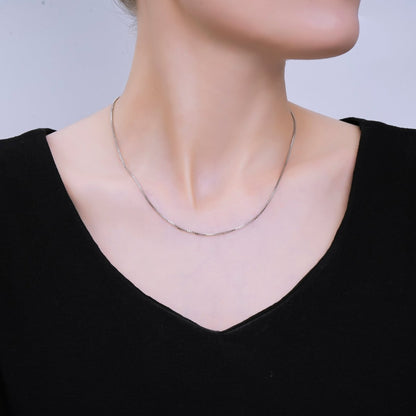 Silver 1mm Classic Ready to Wear Box Chain 16 Inches Necklace | WA-2334