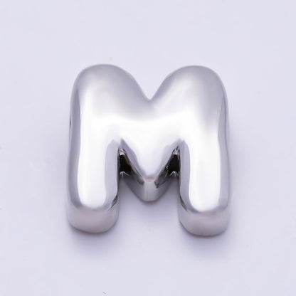 Silver 20mm Minimalist Chubby Initial Letter A-Z Alphabet Personalized Bead | Beads-00440 ~ Beads-00439 (Copy)