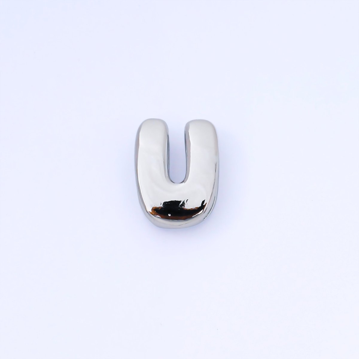 Silver 20mm Personalized Cord Chubby Bubble Initial Letter Alphabet Bead | AF118 - AF130