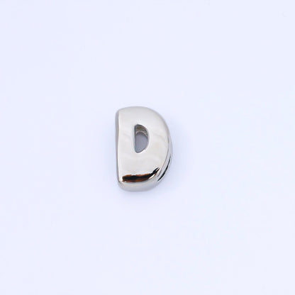 Silver 20mm Personalized Cord Chubby Bubble Initial Letter Alphabet Bead | AF118 - AF130