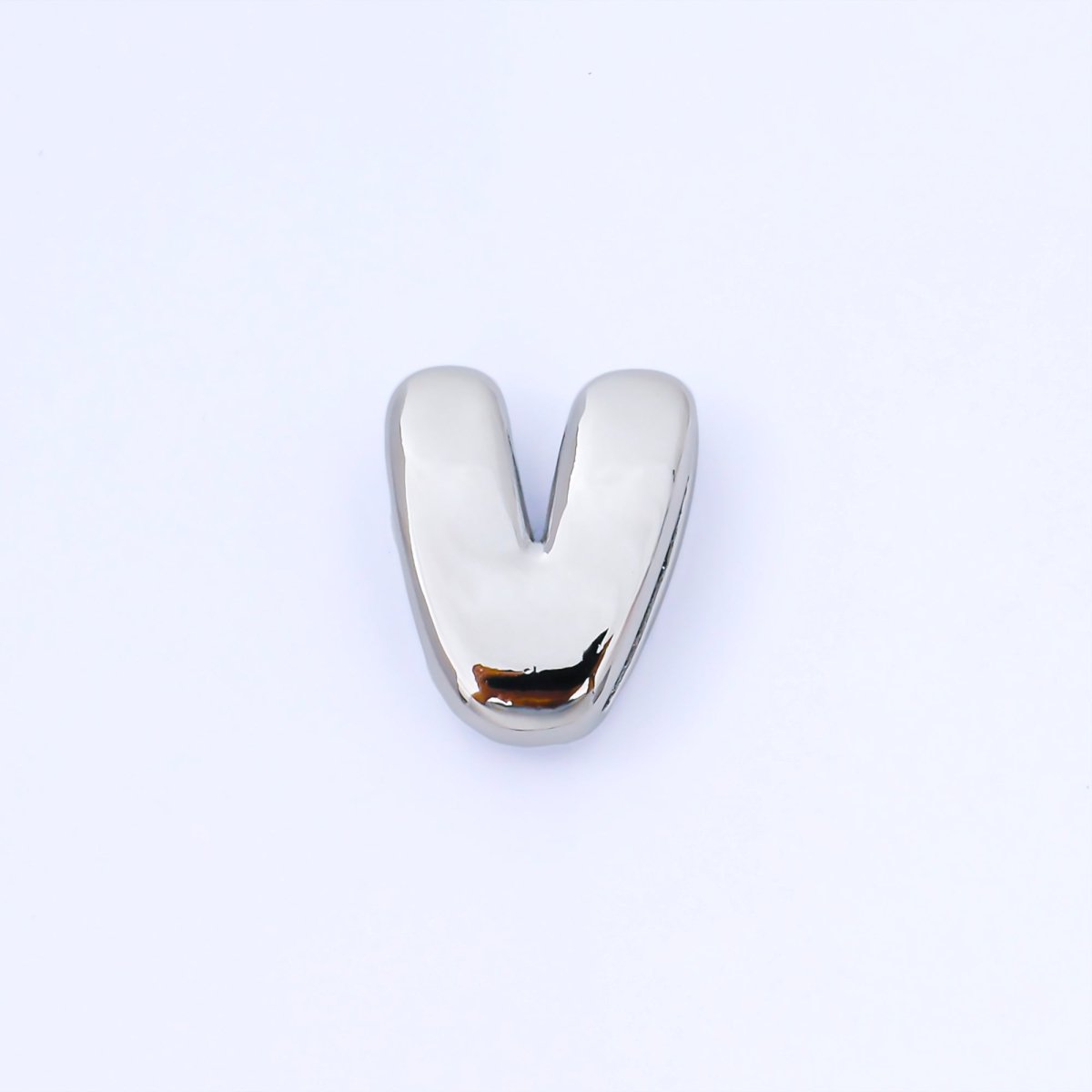 Silver 20mm Personalized Cord Chubby Bubble Initial Letter Alphabet Bead | AF118 - AF130