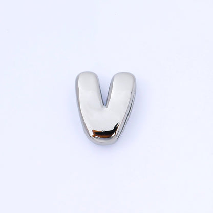 Silver 20mm Personalized Cord Chubby Bubble Initial Letter Alphabet Bead | AF118 - AF130
