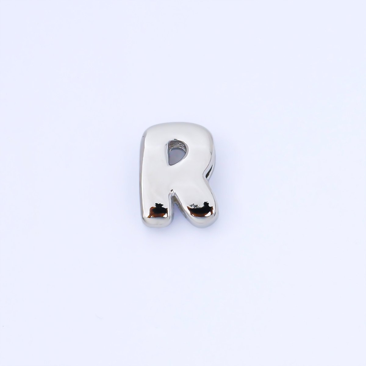 Silver 20mm Personalized Cord Chubby Bubble Initial Letter Alphabet Bead | AF118 - AF130