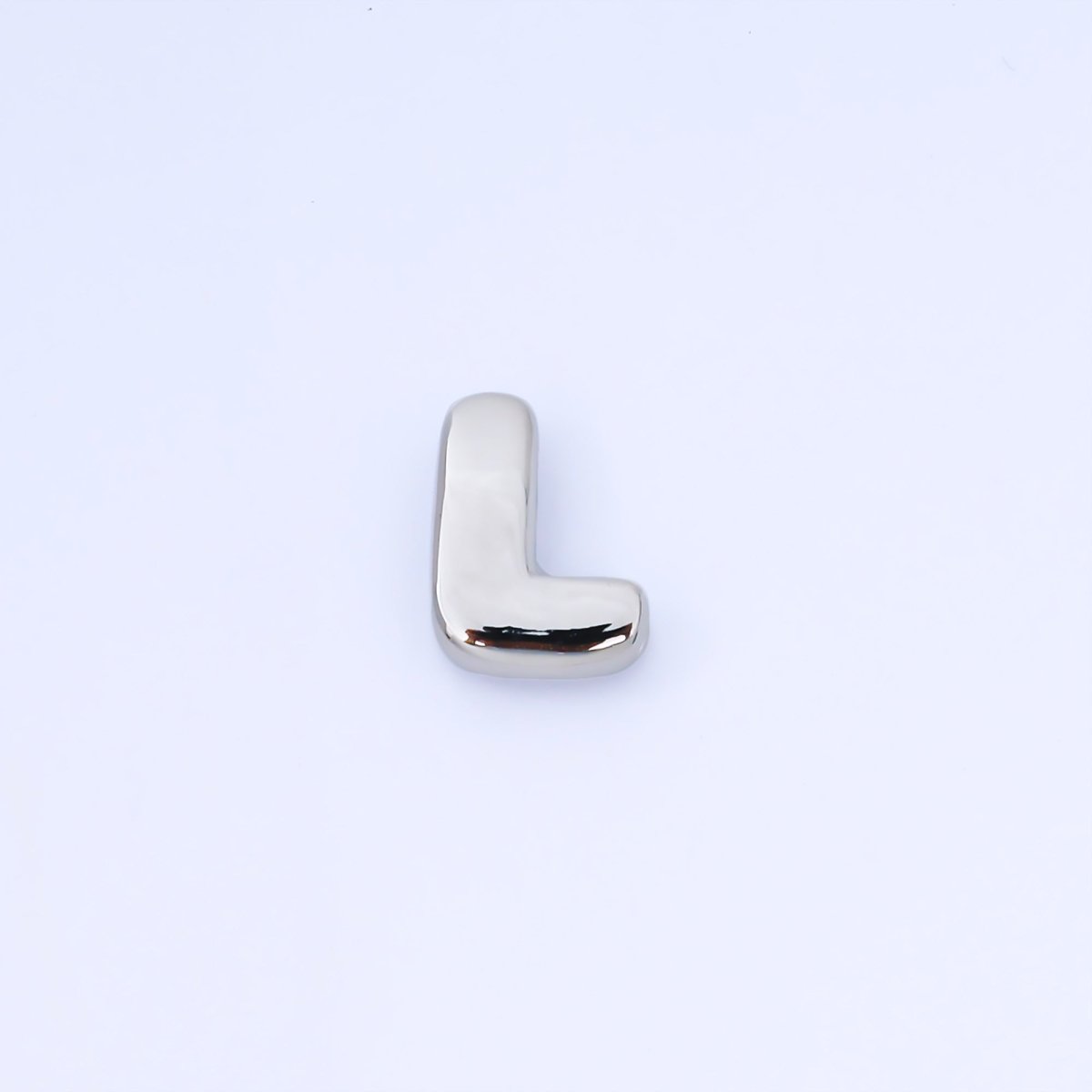 Silver 20mm Personalized Cord Chubby Bubble Initial Letter Alphabet Bead | AF118 - AF130