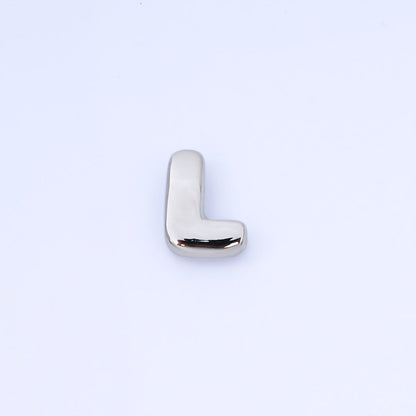 Silver 20mm Personalized Cord Chubby Bubble Initial Letter Alphabet Bead | AF118 - AF130