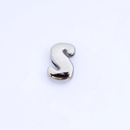 Silver 20mm Personalized Cord Chubby Bubble Initial Letter Alphabet Bead | AF118 - AF130