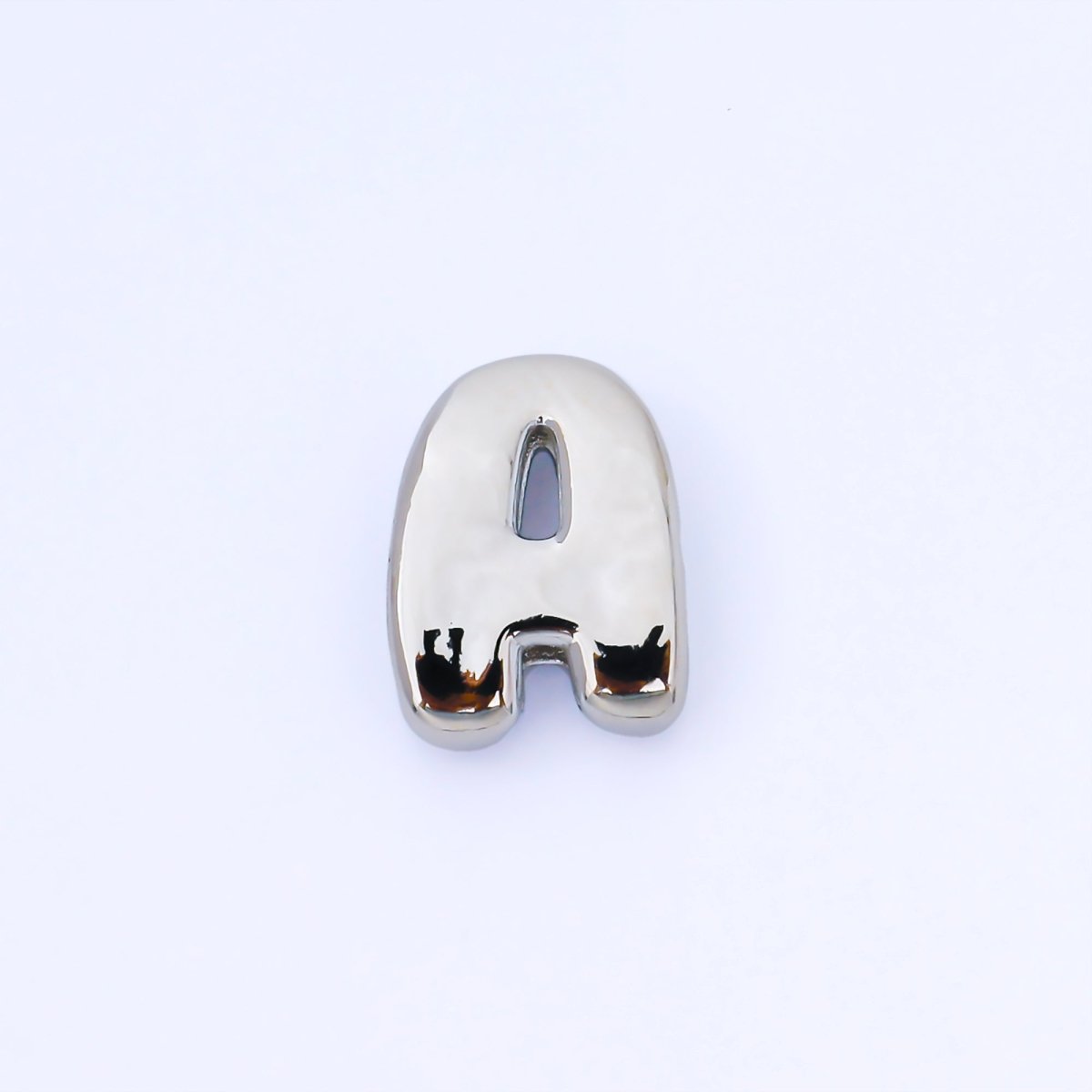 Silver 20mm Personalized Cord Chubby Bubble Initial Letter Alphabet Bead | AF118 - AF130