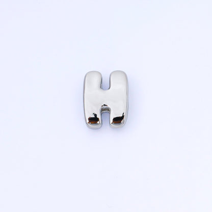 Silver 20mm Personalized Cord Chubby Bubble Initial Letter Alphabet Bead | AF118 - AF130